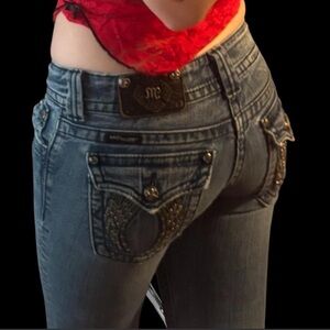 Miss Me Blue Skinny Jeans with Embellished Pockets